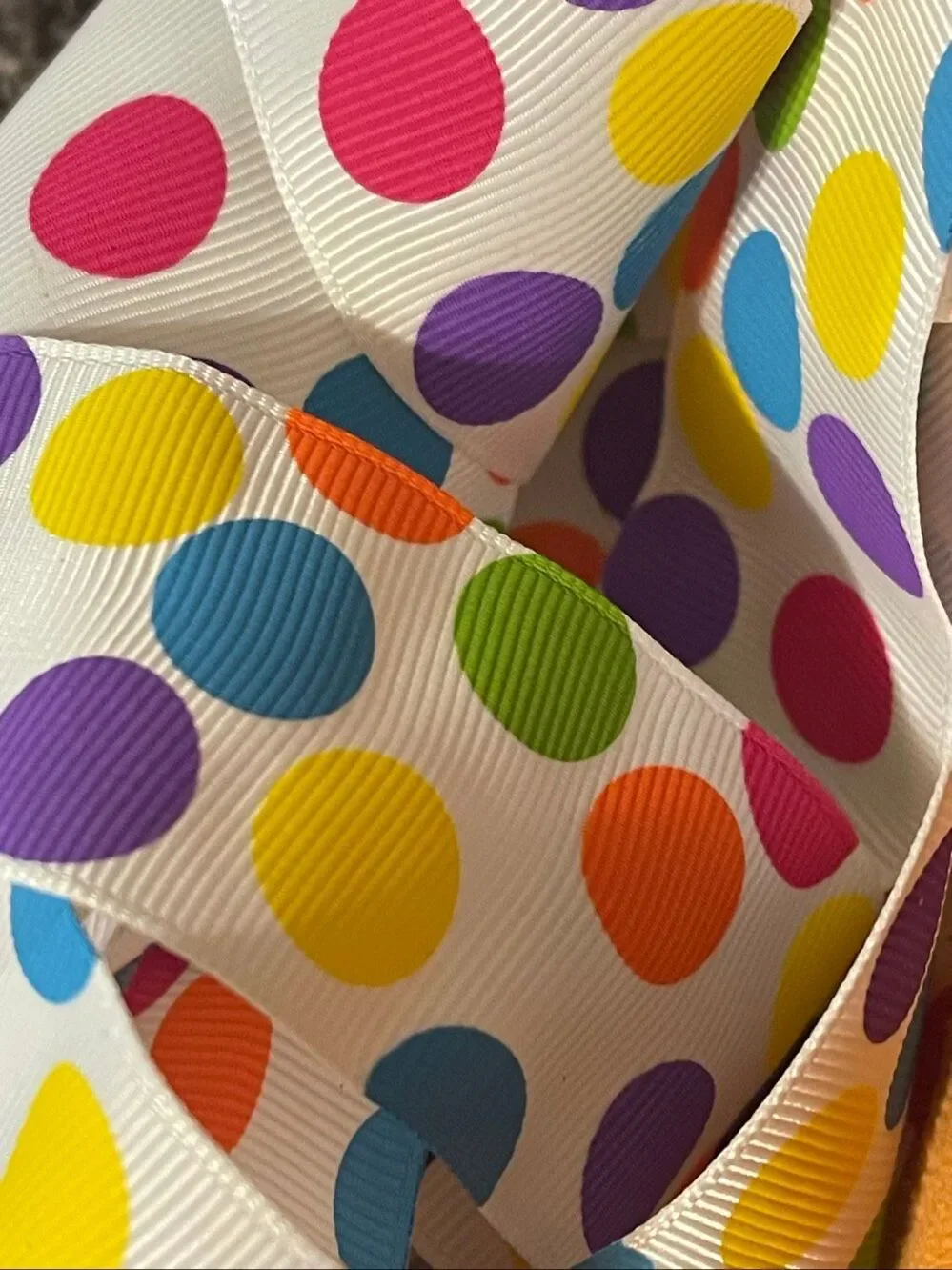 1.5” printed grosgrain Ribbon NEW 5 yards yds colorful funky crazy polka dots